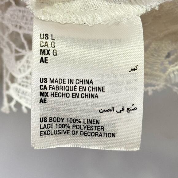 🍁INC International Concept Linen Boho Openfront Lace Lightweight Cardigan Top Lg - Picture 9 of 13